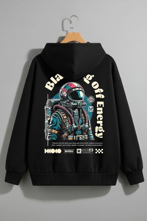 Blasting Off Energy Black Oversized Hoodie - Image 5