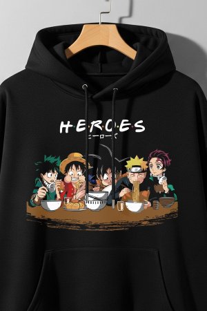 Heroes Black Oversized Hoodie - Image 3