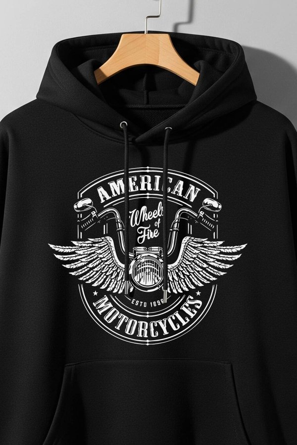 American Motor Black Oversized Hoodie - Image 3