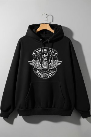 American Motor Black Oversized Hoodie - Image 2