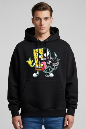 Half Venom Black Oversized Hoodie - Image 4