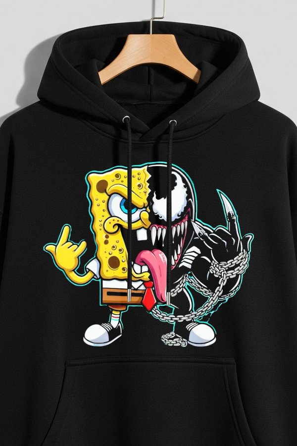 Half Venom Black Oversized Hoodie - Image 3