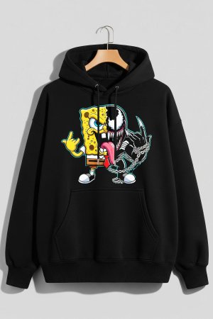Half Venom Black Oversized Hoodie - Image 2