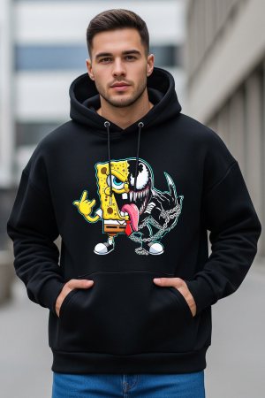 Half Venom Black Oversized Hoodie