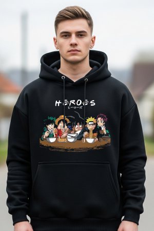 Heroes Black Oversized Hoodie