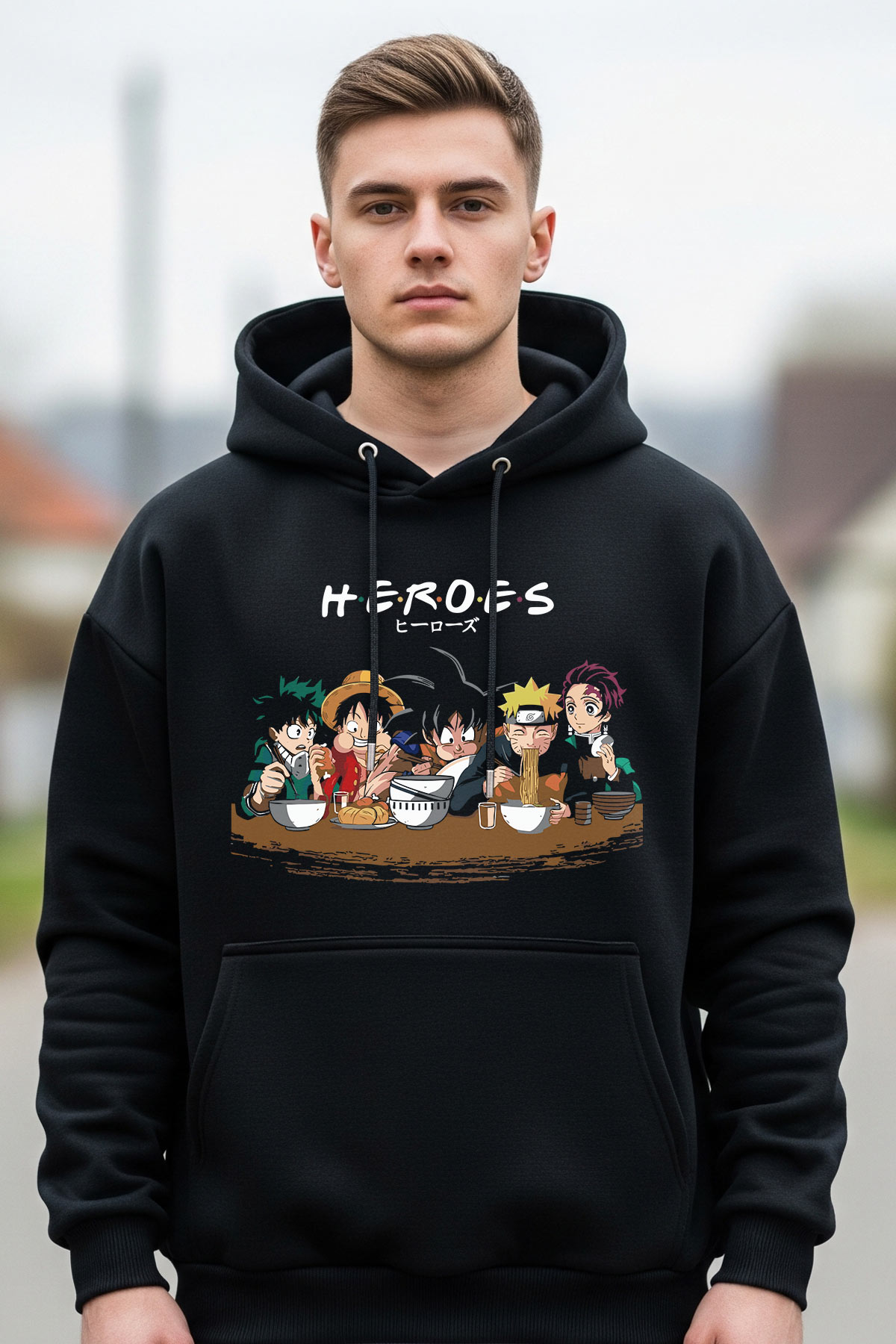 Heroes Black Oversized Hoodie