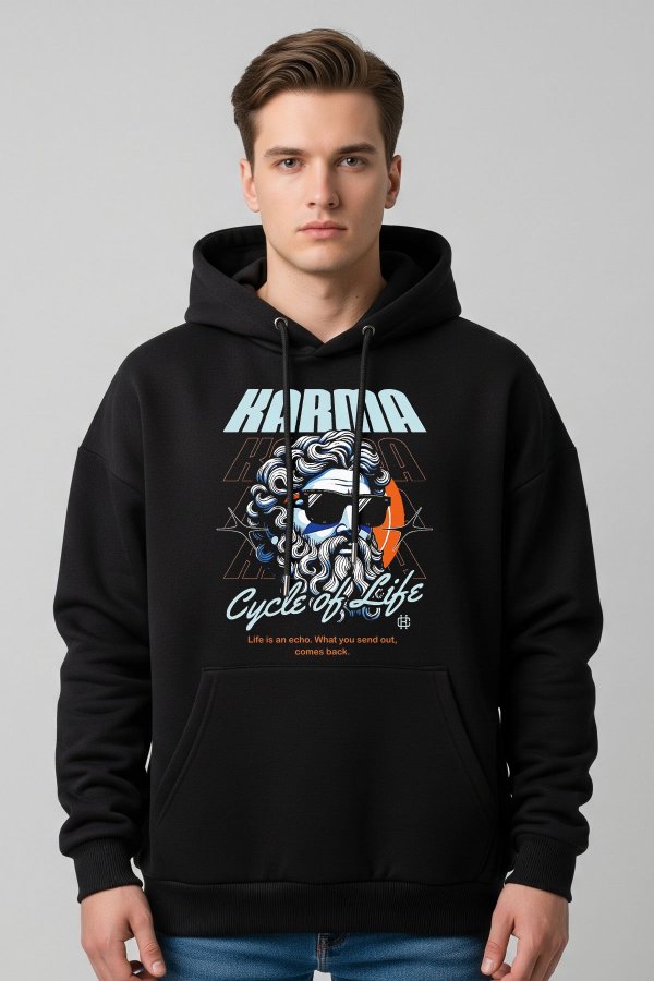 Karma Black Oversized Hoodie - Image 4