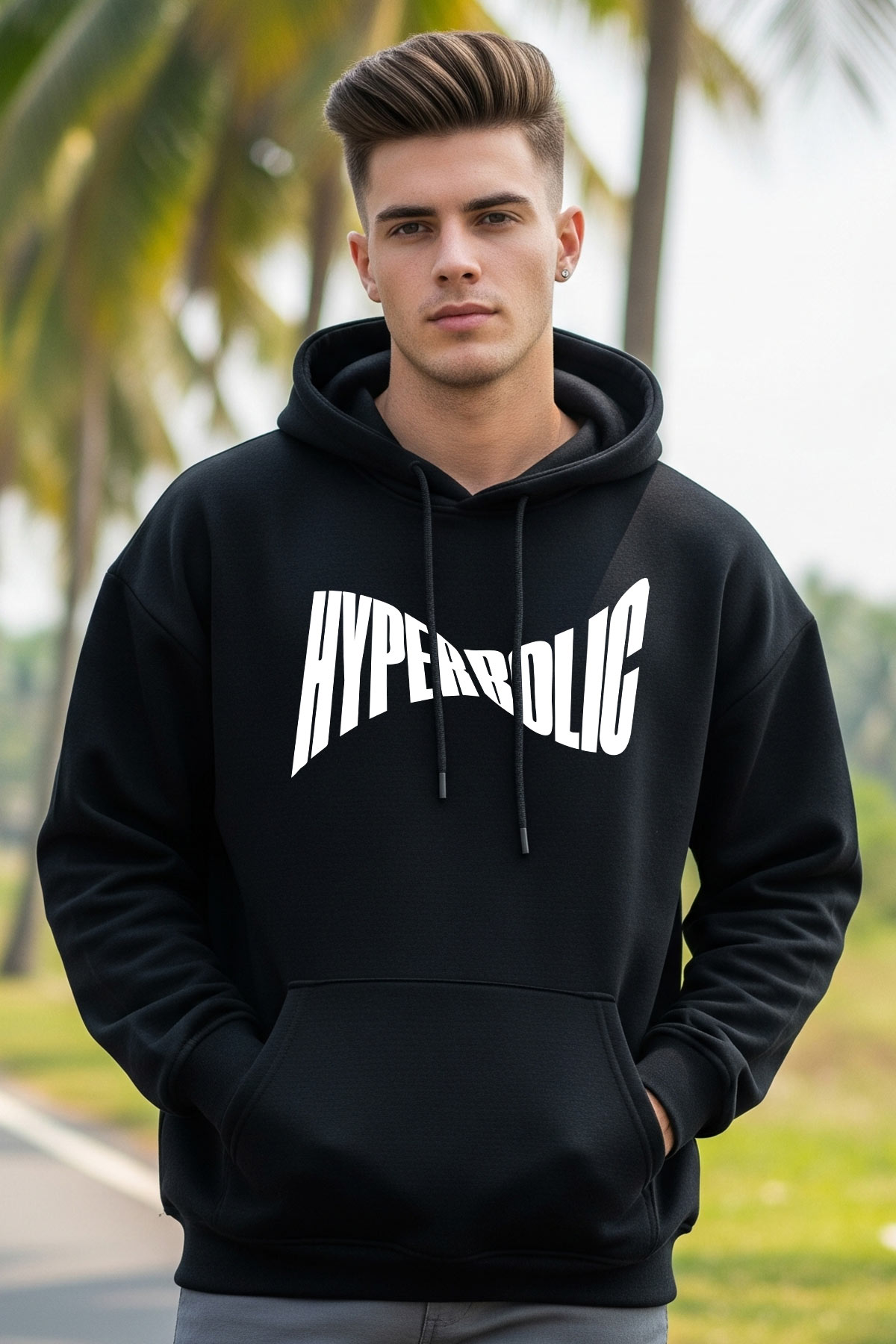 Hyperbolic Black Oversized Hoodie