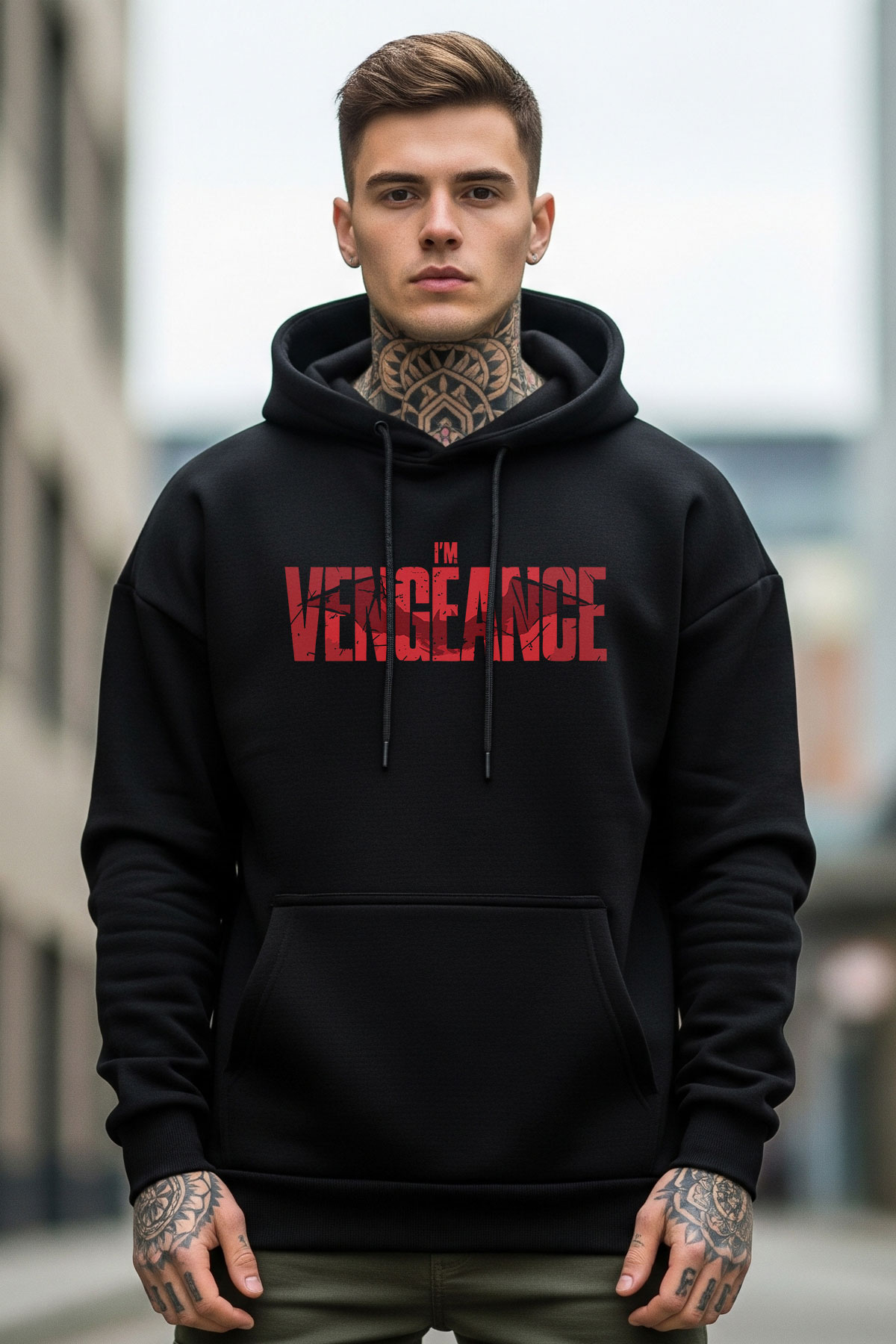 Vengeance Black Oversized Hoodie